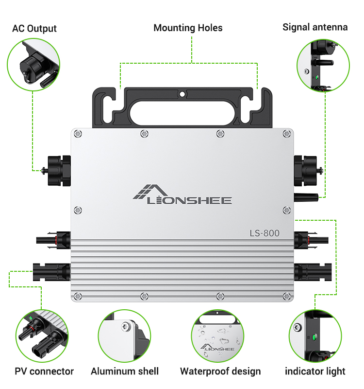 Mikroinwerter LIONSHEE 800W do balkonowego układu słonecznego